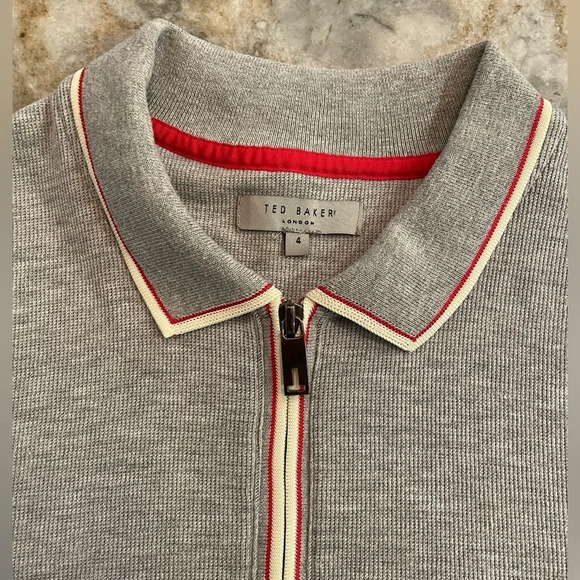 Ted Baker Men’s Textured Polo with Zip Neck - Picture 2 of 8
